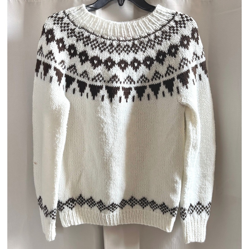 Made With Love By Mother Womens Sweater S/M Fair Isle Knit Cabin Nordic 21445